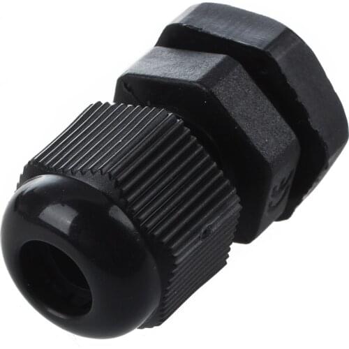 PG7 Black Plastic Waterproof Cable Glands Joints 10 Pcs