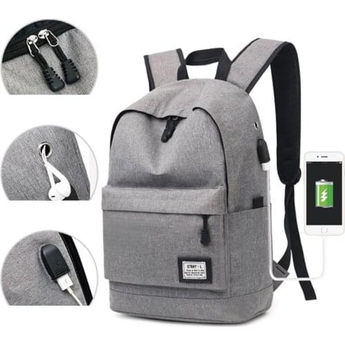 Simple Men Backpack Nylon Casual College New Style Multi-function Large Capacity Male Laptop USB Travel Designer Bag