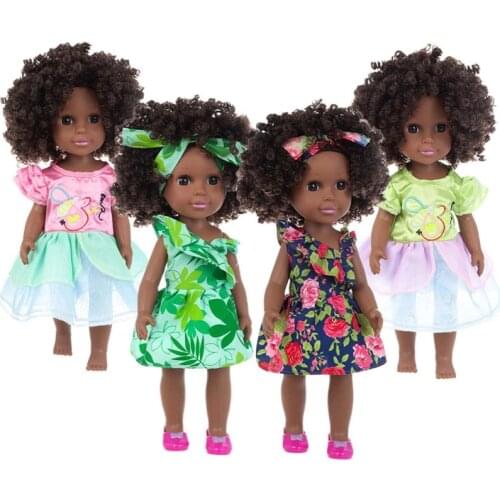 35cm Lifelike Reborn Baby Boy Girl Doll African American Newborn Toddler Realistic Black Skin Soft Vinyl Doll Toy