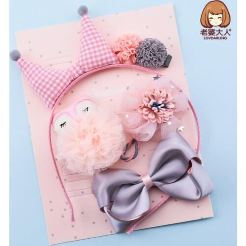 Cloth Handmade Bunny Small Bow Childrens Headband Gift Box Set Hair Accessories Headdress