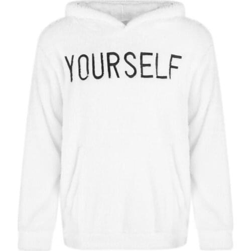 Hooded Sweatshirt Letters Embroidery Long Sleeve Pullover Spring Men Pockets Plush Warm Hoodie for Street Hip Hop Hoody Male