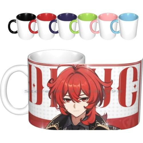 Owner Of Dawn Winery Ceramic Mugs Coffee Cups Milk Tea Mug Diluc Diluc Ragnvindr Mihoyo Genshin Impact Game Anime Game Rpg