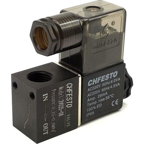 Air Solenoid Valves 2V025-08 2 Position 2 Port 1/4" Normally Closed Pneumatic Solenoid Valve 12V 24V 110V 220V