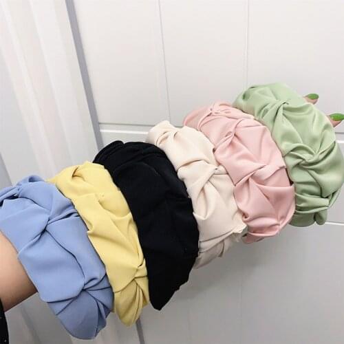 Womens Headband Solid Twist Hairband Bow Knot Cross Tie Cloth Headwrap Hair Hoop Pink Yellow Headwear Hair Bands Accessories