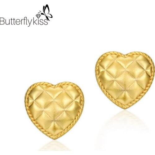 BK Real S925 Stud Earrings For Women Luxury Vintage Geometric Heart Valentines Day Lady Gifts Fine Jewelry Fashion Trend