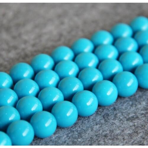 12mm classic Fashion Sky Blue Shell glass beads loose women Jewelry design Accessories 15inch 2pc/lot Wholesale and retail