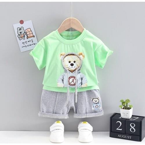 New Summer Fashion Cartoon Bear Clothes Toddler Baby Boys/Girls Cotton T-Shirt+Shorts 2pc/Sets Kids Casual Costume Tracksuits