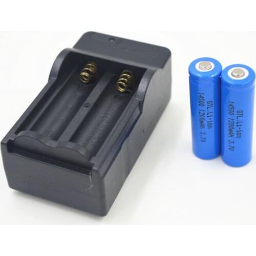 2pcs New 14500 3.7V 1200mAh Rechargeable Batteries 14500 Li-ion Lithium Battery +Travel Charger for Digital Camera Flashlight