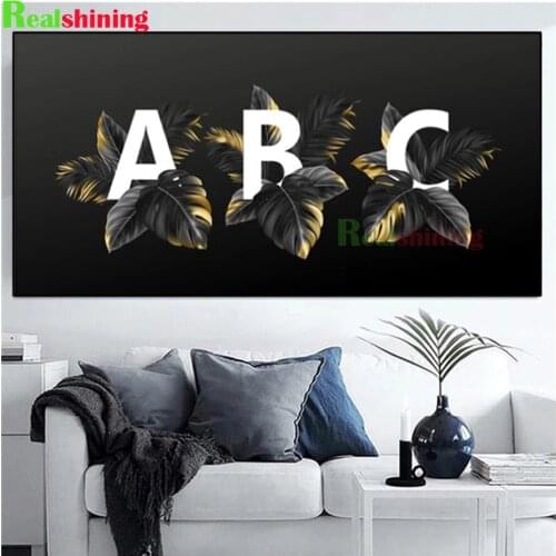 3PCS pictures 5d diamond painting Golden Black Plant Quote full novelty 2021 mosaic art diamond embroidery icons new hot N1623