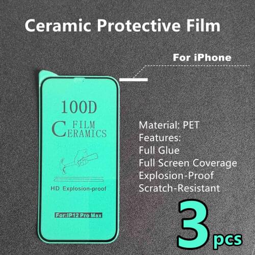 3pcs Ceramic Protective Film for iPhone 12Pro Max Full Cover PET Screen Protector iPhone11 Pro XR XS 8 7 6 Plus Explosion-proof