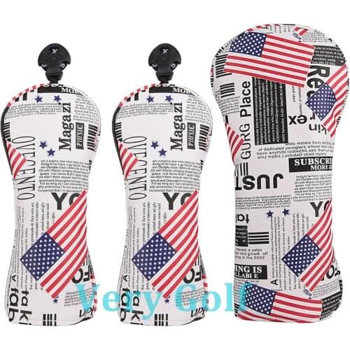 3pcs/set USA Flag Golf Club Driver Fairway Wood Head Cover USA 1 3 5 Wood Cover
