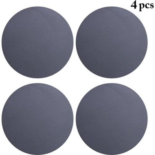 4PCS Drink Mat Faux Leather Solid Color Coaster Waterproof Non-Slip Round Mat Cup Mat Insulation Mat Bowl Placemat Home Decor