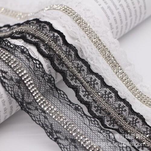 48yards/lot lace rhinestone bridal pearls wedding crystal sash trimming white ethical embroidery accessories beads