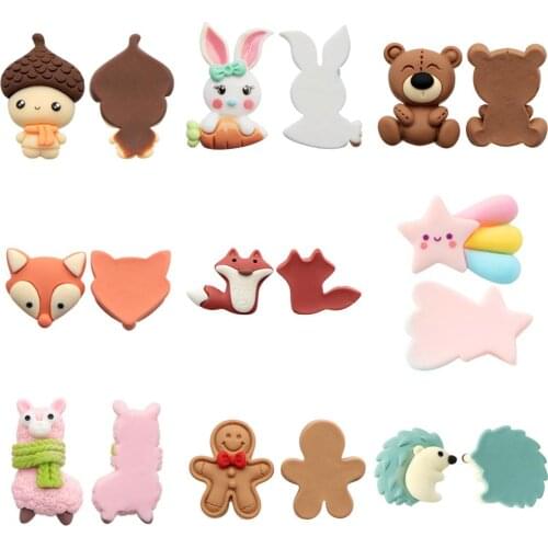 5pc/lot Resin Cute Animal Rabbit 3d Flatback Cabochon Scrapbook Kawaii DIY Embellishments Accessories,5Yc20515