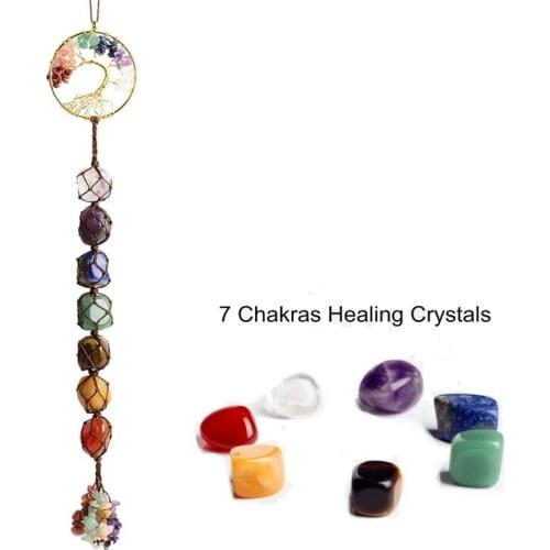7 Chakra Tree of Life Healing Crystals Feng Shui Healing Hanging Ornament Home Decor Gemstone House Decoration