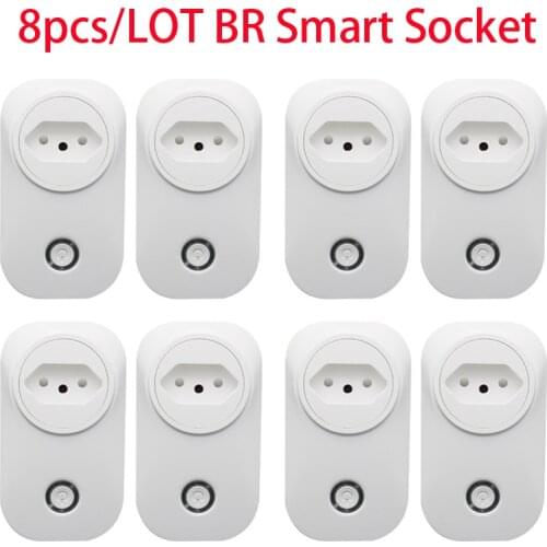 8PCS/LOT 16A TUYA Brazil WIFI Smart Plug with Power Monitor BR Smart Socket Wireless Outlet Work with Alexa Google home