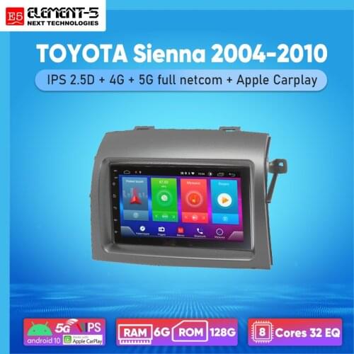 ELEMENT-5 7" 2G+32G Android 8,9,10 4G WIFI RDS DSP Car Radio For TOYOTA Sienna 2004-2010, Navigation GPS HIFI
