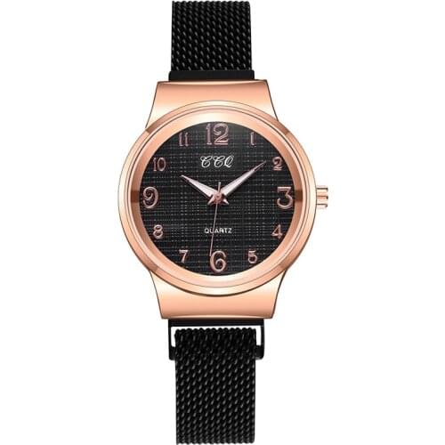 Women Stainless Steel Belt Watches Magnetic Buckle Plaid Dial Watch 7 Colors Ladies Quartz Leisure Bracelet Wristwatch
