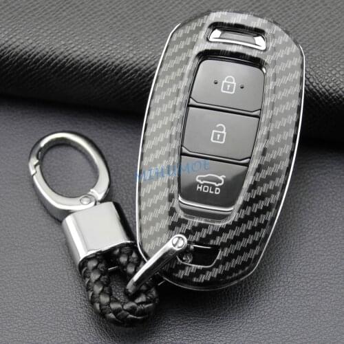 Carbon Fiber Key Fob Cover Shell For 2018 2019 2020 Hyundai Accent Santa Fe Veloster i30 Kona Nexo Elantra GT Palisade