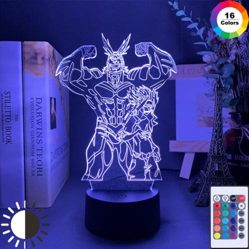 My Hero Rgb Colorful Night Light for Kids Child Birthday Table Gift Bedroom Colorful Table 3D Lamp Christmas Decoration Academia