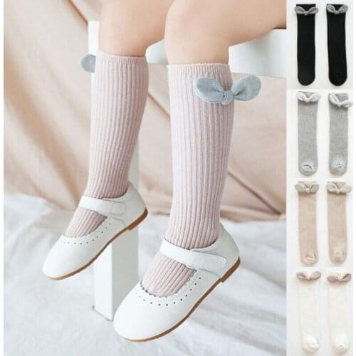 Baby Stockings Newborn Baby Stockings Solid Girl Boy Infant Knee High Socks Autumn Winter Warm Kids Ribbed Bowknot Leggings