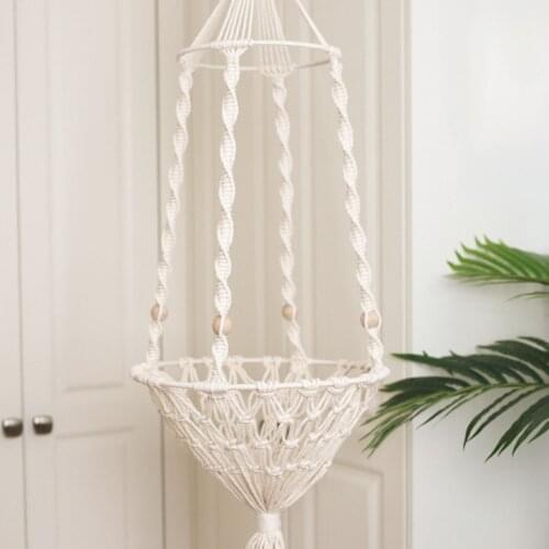 Cat Hammock Hand-Woven Hanging Basket Cotton Pet Nest Cat Dog Hammock Thread Toy Swing Bohemian Wall Hanging Macrame Net Bag