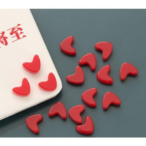 20 PCS 5x6mm Fashion Style Resin Acrylic Red Heart Connectors Charm DIY Handmade Accessories For Jewelry Making