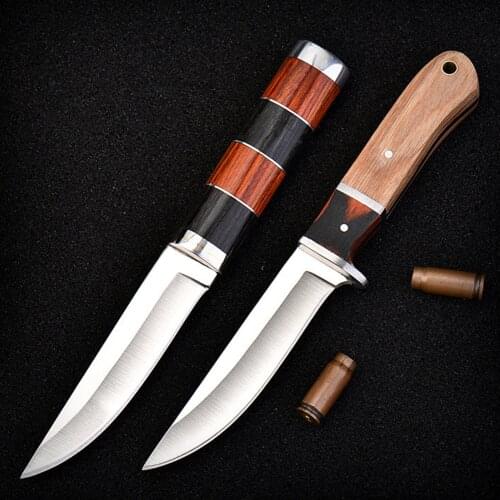 Mongolian Meat Knife 3cr13mov Color Wooden Handle Mirror Light Small Straight Sharp Fruit Knife Fishing Small Straight Knife