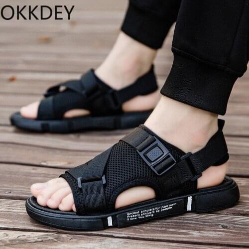 2021 Summer new slippers mens sandals mens leisure trend double-use Korean version of thick-soled student anti-slip sandals