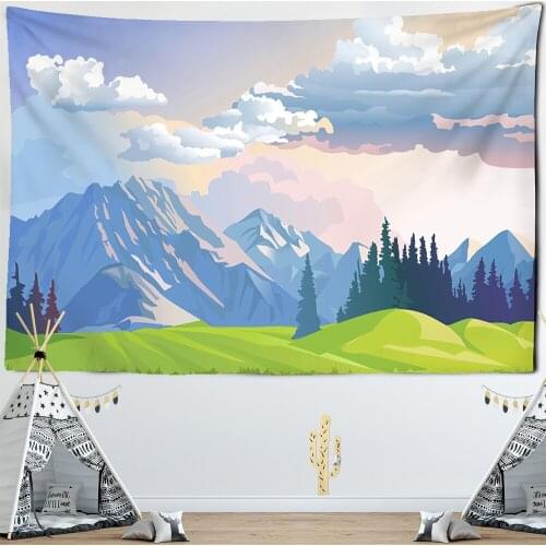 Magic Mountain And Forest Tapestry Wall Hanging Art Mural Bohemian Wall Blanket Hippie Dormitory Background Cloth Decor