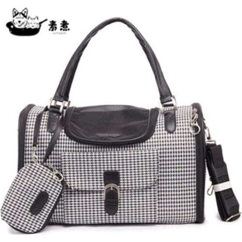 New Fashion PU Solid Black Breathable Bags Outdoor Travel Carries Slings Bags Free Shoulder Pet For Small Dog Cats Bags S/M