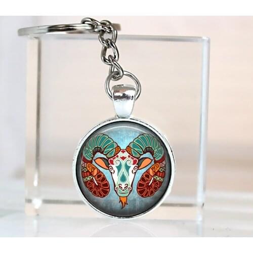 New Star Zodiac Sign 12 Constellation Car Keychain & Women Men Pendants key chain Lovers Car Keyring Aries Art Zodiac Astrology