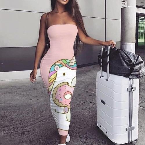 KYKU Brand Donuts Dress Women Unicorn Boho Rainbow Vestido Sexy Harajuku sleeveless Womens Clothing Vintage Ladies Large Sizes