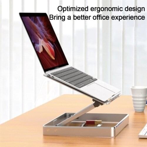 Notebook Stand Adjustable Angle Aluminum Alloy Free Lift Laptop Heighten Holder for PC Tablets 10-17.3 inch Anti-slip