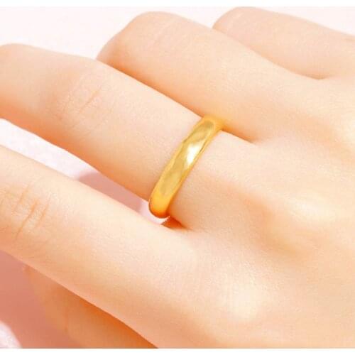 Simple smooth couple rings for women men 24K Gold fashion korean finger Ring never change color friendship Jewelry Accessories
