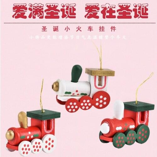 Christmas decoration Mid-Autumn Festival National Day Wooden DIY Christmas train ornaments Book desk pendant