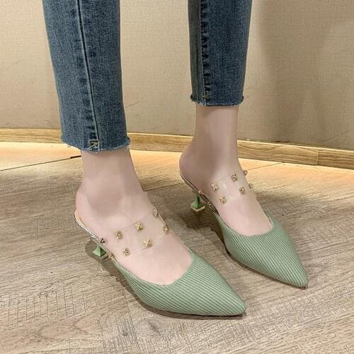 High Heels Women Slippers Summer Women Sandals Pointed Toe Women Shoes Women Sandals Women Slippers Women Mules Size 35-40