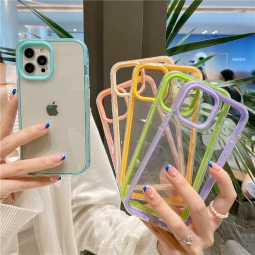 Colorful Bumper Shockproof Trasparent Phone Case For iPhone 12 Mini 11 Pro Max XR X XS Max 8 7 6S Plus SE 2020 Clear Back Cover