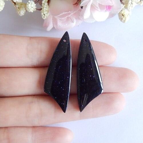 Semiprecious stone jewelry,wholesale gemstone.Blue Sand Sun Sitara fashion woman Earring Beads,41x13x5mm,7.0g