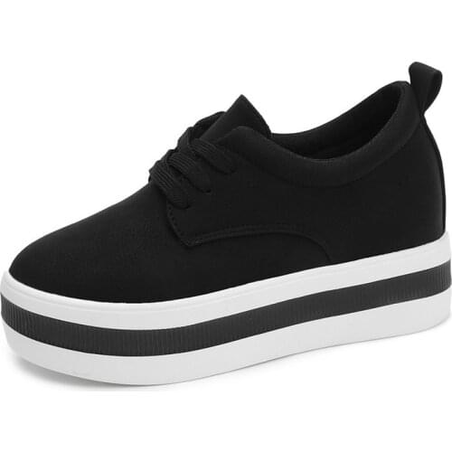 2020 Spring Women Flats Female Leather Suede Platform Sneakers Shoes Women Lace Up Casual Flat Creepers Moccasins Shoes 528