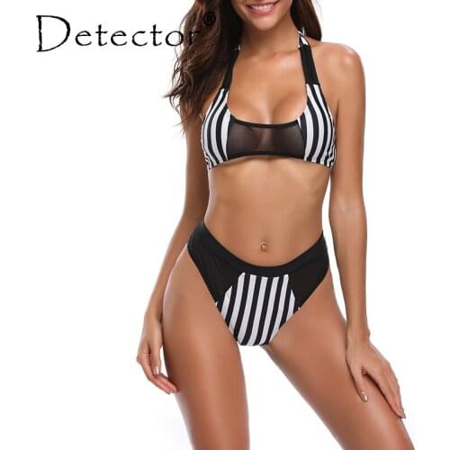 Detector Mesh Swimwear Women High Waist Padded Bikini Push up Swimsuit Sexy Summer Beach Bathing Suit Swimming Wear Biquini