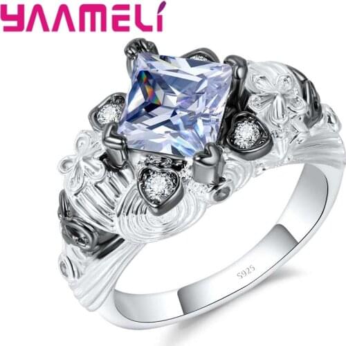 New Fashion Luxury Exaggerated Design 925 Sterling Silver& Big Austrian Crystal Ring For Women Wedding Party Jewelry