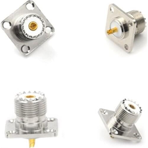 1/2pcs Female UHF Panel Connector Coax Connector SO-239 Female Jack Square Shape Solder Cup Coax Connector For Radio