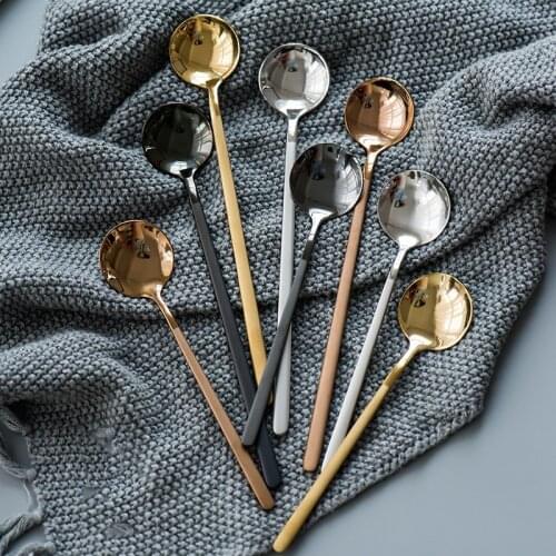 1PC Stainless Steel Coffee Scoops Colorful Coffee Spoon Cake Dessert Tea Spoon Kitchen Ice Cream Gadget Tool Drinkware