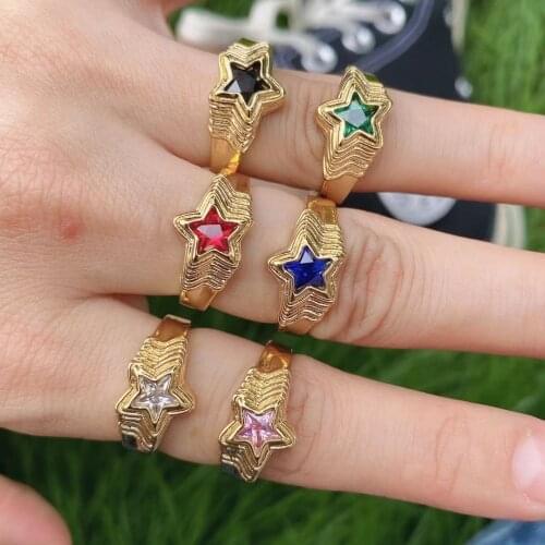 10PCS, New Fashion Adjustable Crystal Ring Star Open Finger Rings For Women Girls Wedding Engagement Party Jewelry Gift