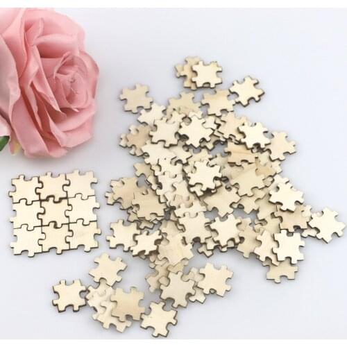 100pcs 20mm Wooden Blanks Puzzles DIY Plain Puzzle Pieces DIY Craft Cardmaking Scrapbook Kid Crafts Accessory