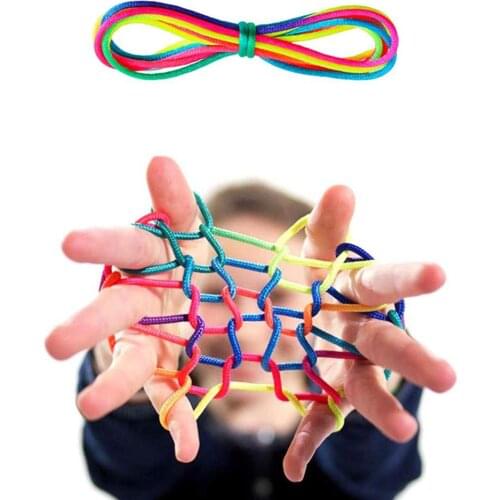 12Pcs/1pc 175cm Cradle String Finger Game Random color rainbow Finger Rope Coloured Thread Toy Rope Finger String Puzzle Create