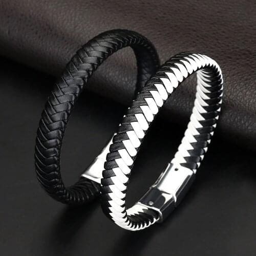 2021 Fashion Jewelry Hand Woven Leather Alloy Bracelet Charm Vintage Cuff Mens Bracelet Accessories Pulsera Hombre