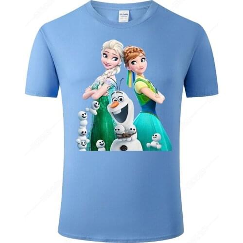2021 Summer Fashion Frozen T-shirt Printed T Shirt Men Women 100% Cotton Short Sleeve Casual Streetwear Homme Tops Tee J21