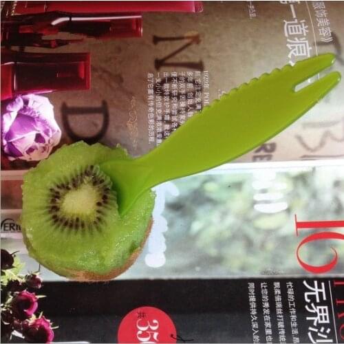 5pcs/lot 2 in 1 Kiwi Spoon Plastic Candy Color Kiwi Dig Spoon Scoop Fruit Knife Slicer Peeler Cutter KW 031